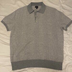 J. Crew 100% Cashmere Short Sleeve Glen Plaid Sweater Polo